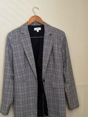 Nordstrom Gray Plaid Women's Blazer Jacket